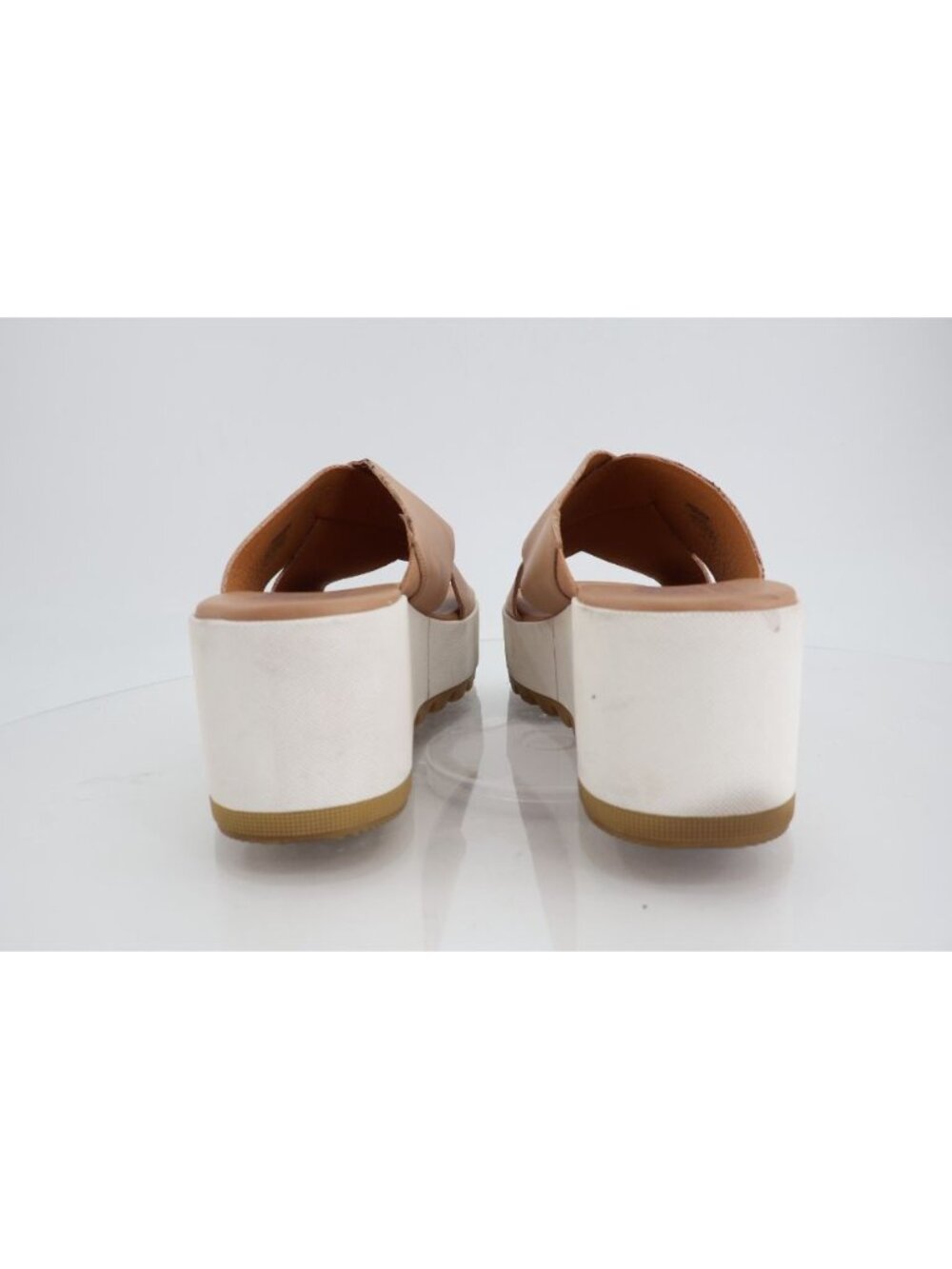 Sorel Womens Cameron Sandal Size 9.5 Brown Leather Slide Platform Chunky Wedge - Picture 7 of 13